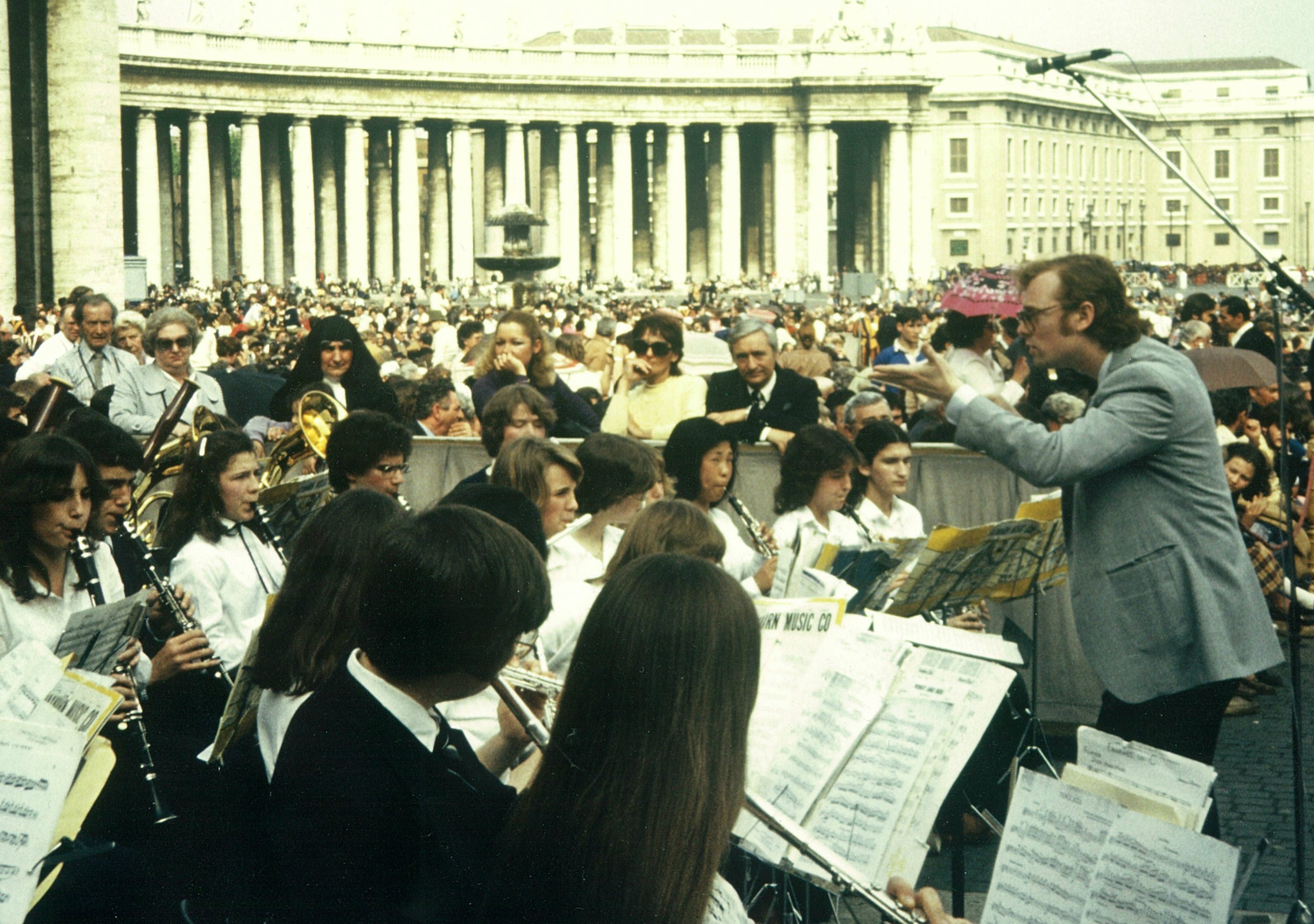 Dr. Morris conducting the Massachusetts Youth Wind Emsemble in Rome, Italy.